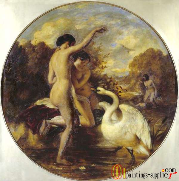 Female Bathers Surprised by a Swan