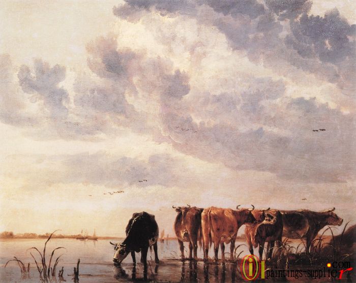 Cows in a River,1650