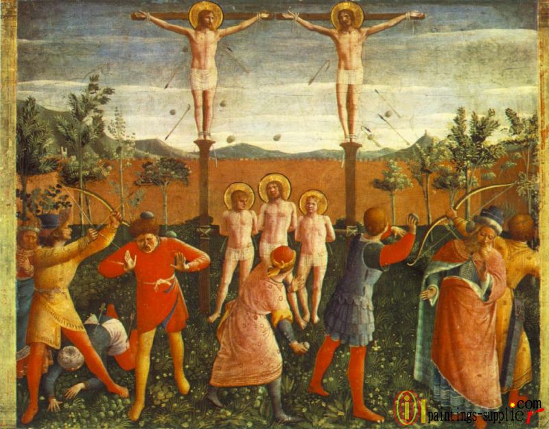 Saint Cosmas and Saint Damian Crucifixed and Stoned