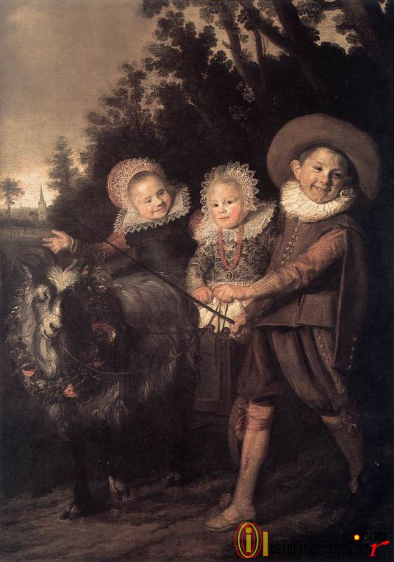 Three Children with a Goat Cart