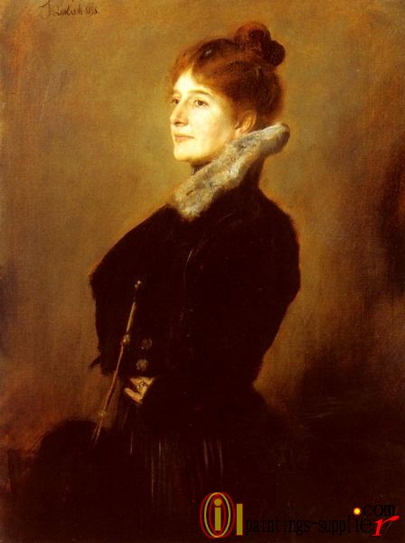 Portrait Of A Lady Wearing A Black Coat With Fur Collar