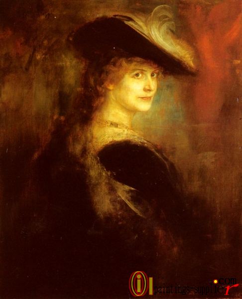 Portrait Of An Elegant Lady In Rubenesque Costume
