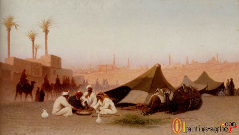 A late afternoon meal at an encampment, Cairo