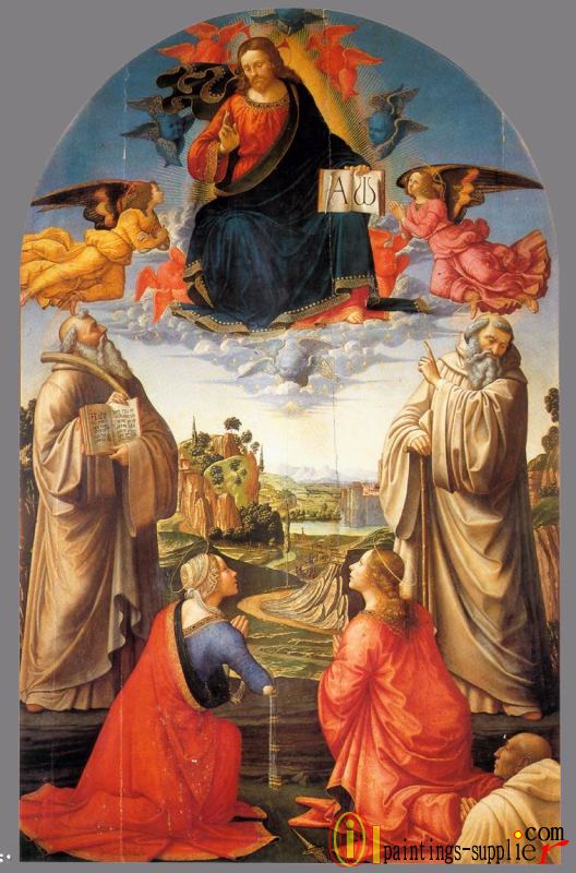 Christ in Heaven with Four Saints and a Donor.