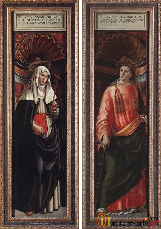 St Catherine of Siena and St Lawrence.