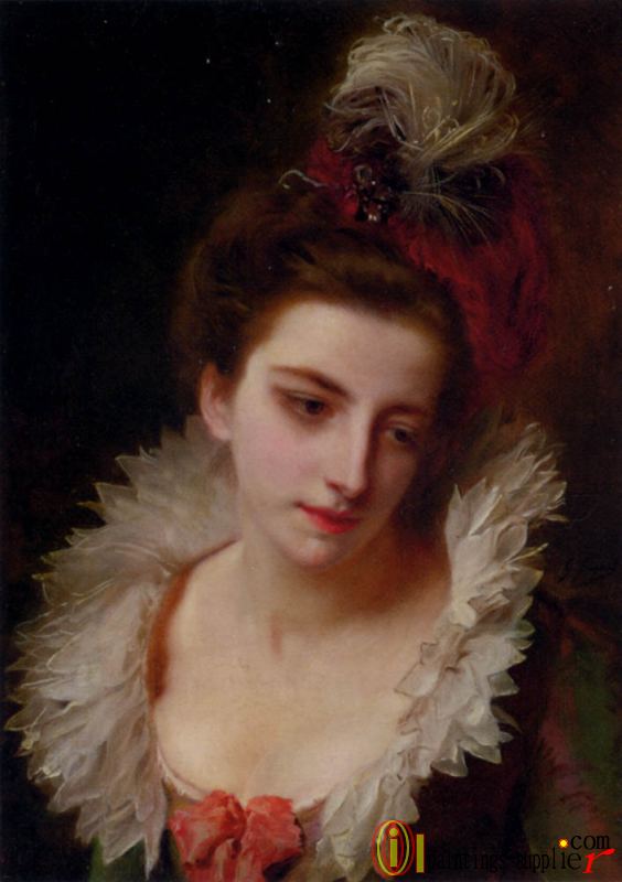 Portrait Of A Lady With A Feathered Hat