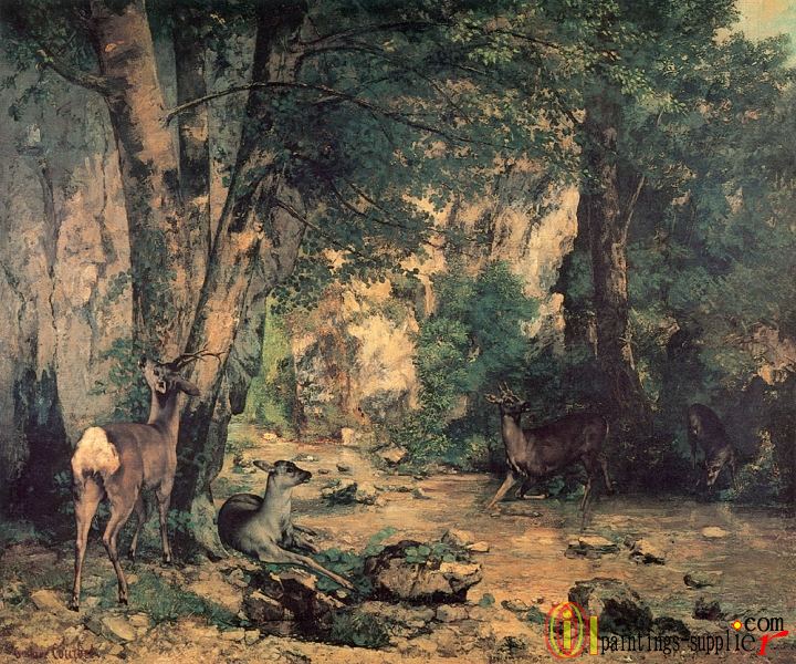 A Thicket of Deer at the Stream of Plaisir Fountaine