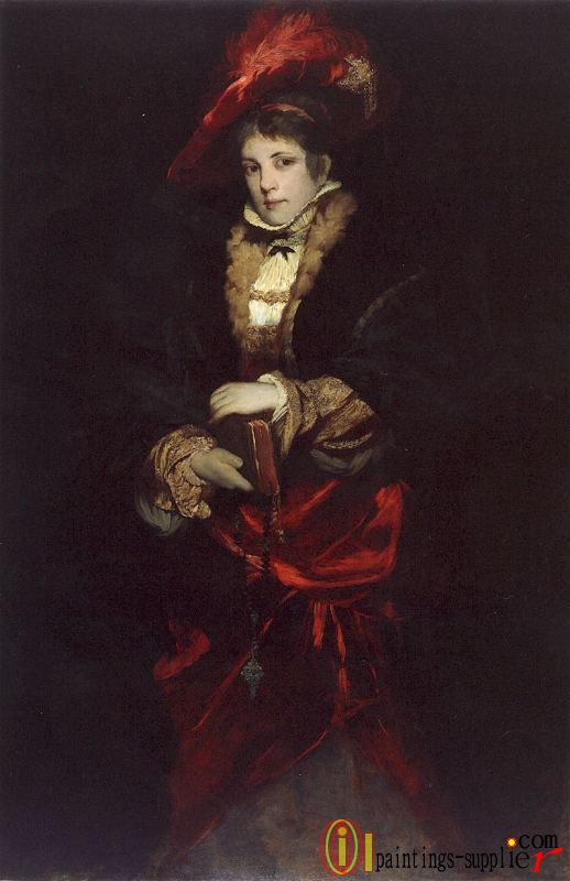 Portrait of a Lady with Red Plumed Hat.