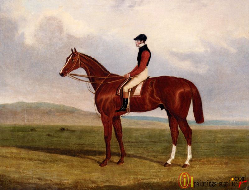 Elis, A Chestnut Racehorse With John Day Up Waering The Colours Of Lord Lichfield, A Racehorse Beynd