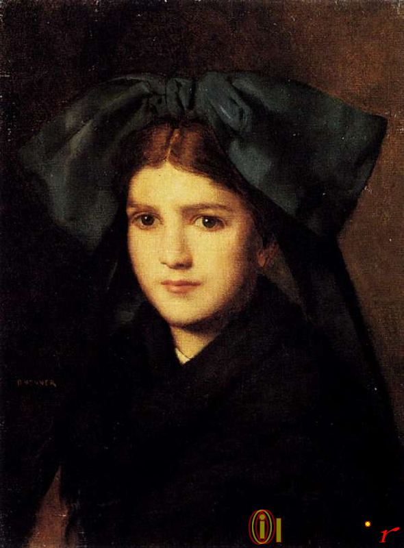 A Portrait Of A Young Girl With A Bow In Her Hair