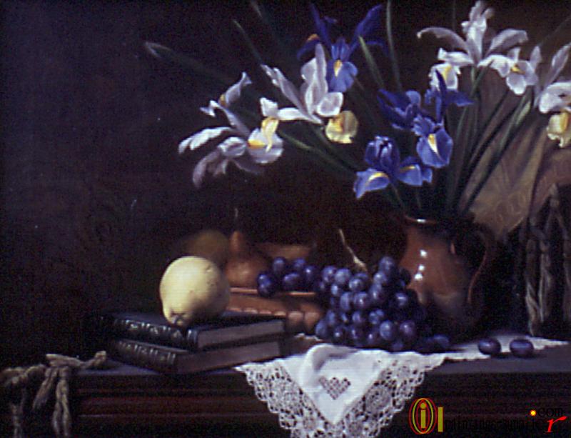 Still Life with Irises and Grapes