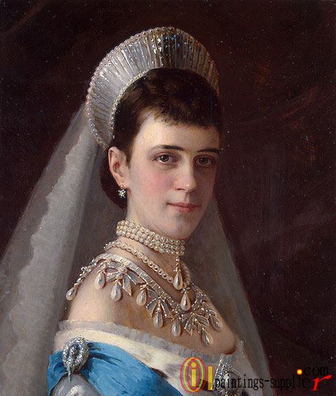 Portrait of Empress Maria Fyodorovna in a Head Dress Decorated with Pearls.