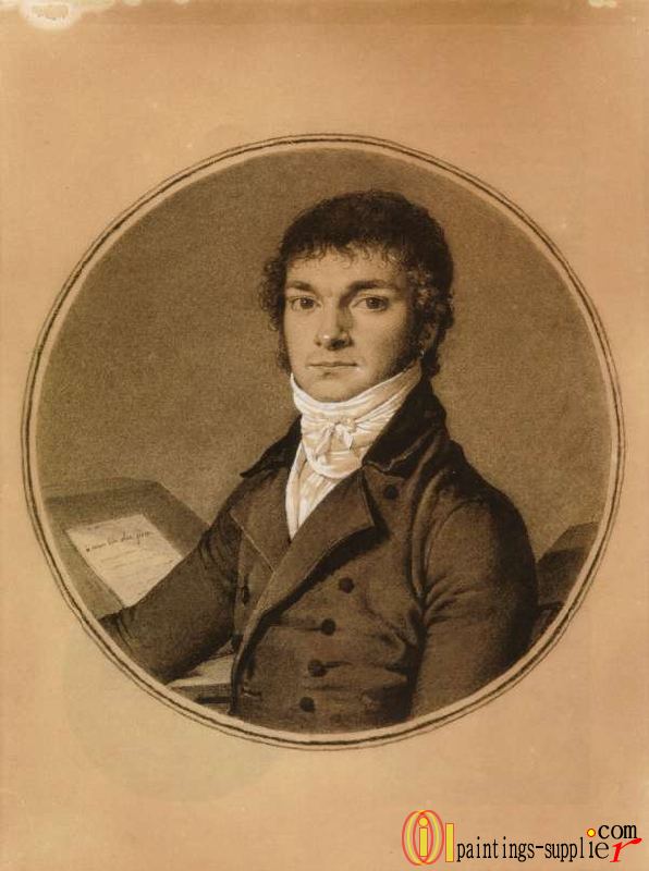 Pierre Guillaume Cazeaux, half-length, seated at a desk