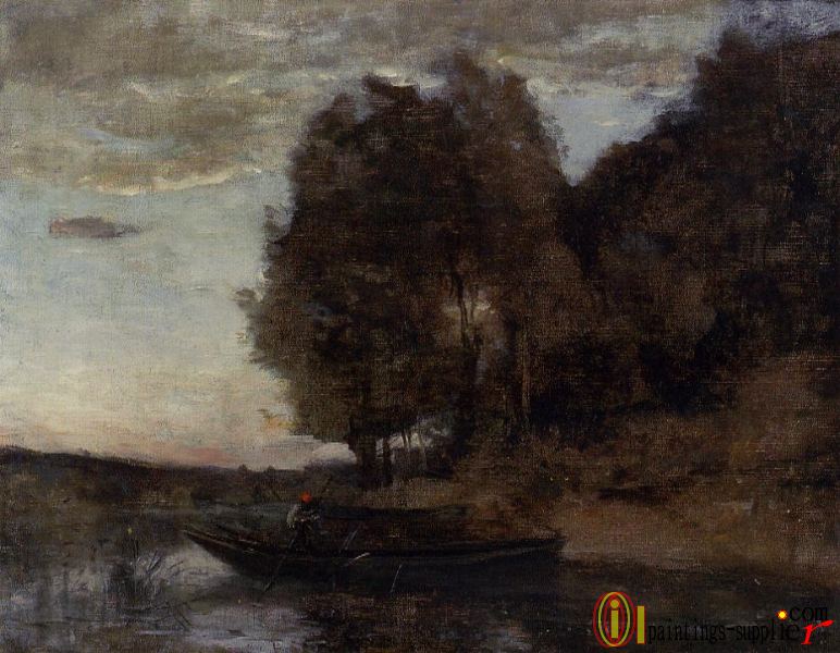 Boating along a Wooded Landscape
