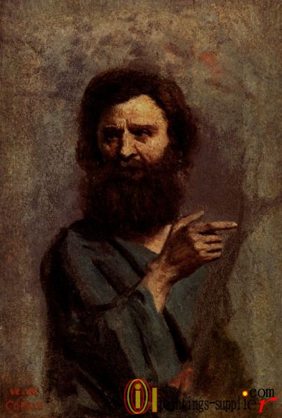 Jean Baptiste Camille Corot Head Of Bearded Man