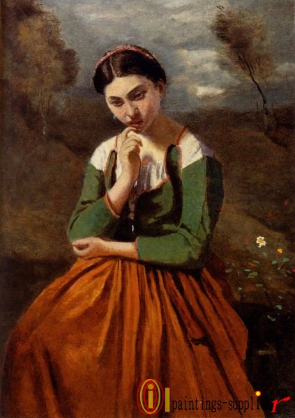 Jean Baptiste Camille Corot La Meditation.