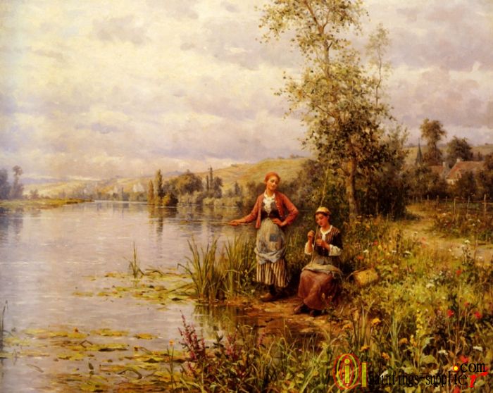 Louis Aston Country Women After Fishing On A Summer Afternoon
