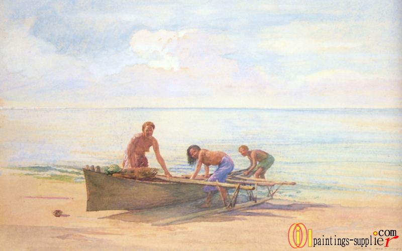 Women Drawing up a Canoe