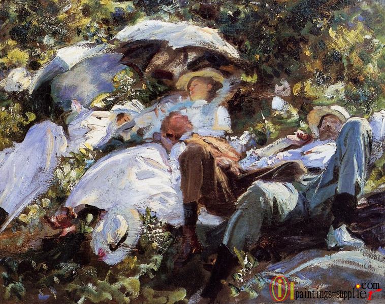 Group with Parasols (A Siesta.)