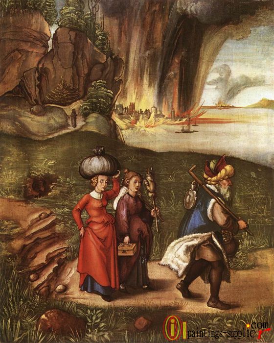 Lot Fleeing with his Daughters from Sodom,1498