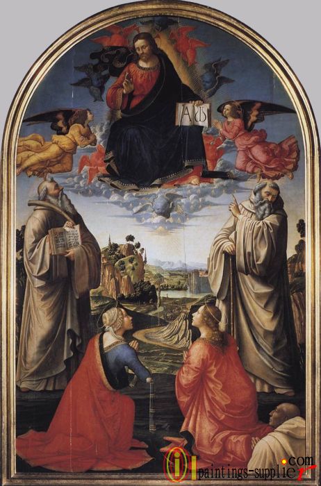 Christ In Heaven With Four Saints And A Donor