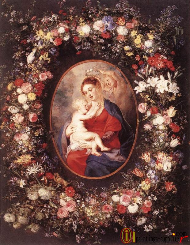 The Virgin and Child in a Garland of Flower