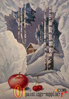 Apple on the snow.