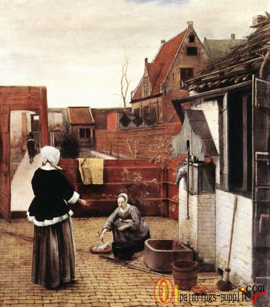 Woman and Maid in a Courtyard.