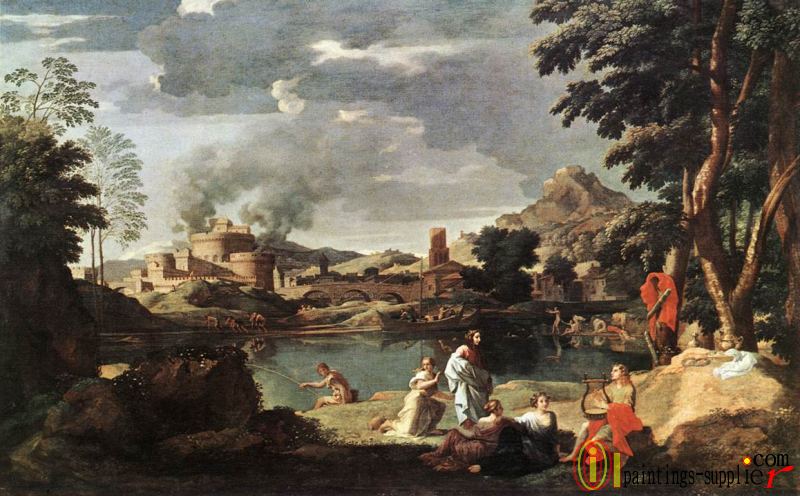 Landscape with Orpheus and Euridice,1648