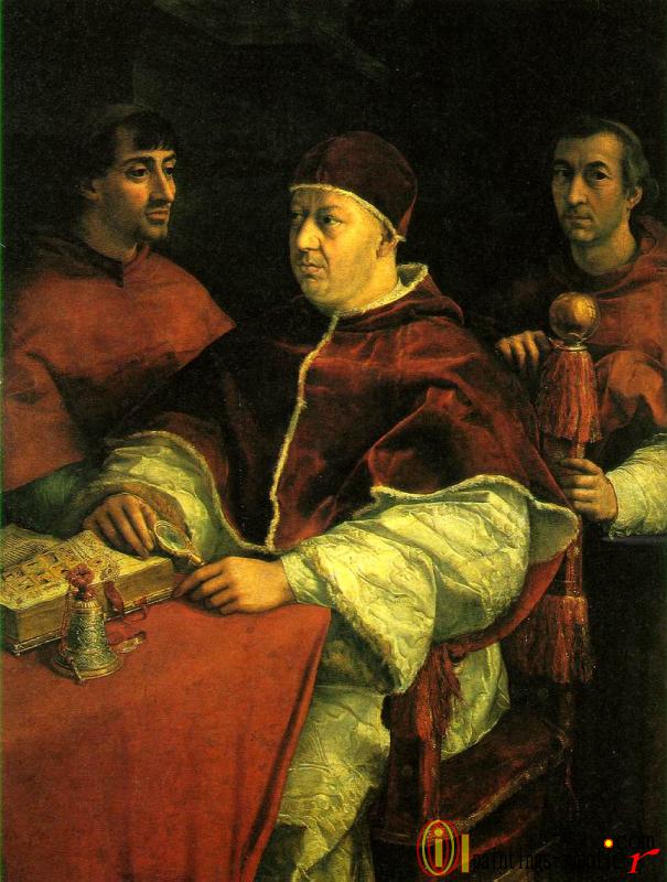 Pope Leo X with two cardinals,1518.