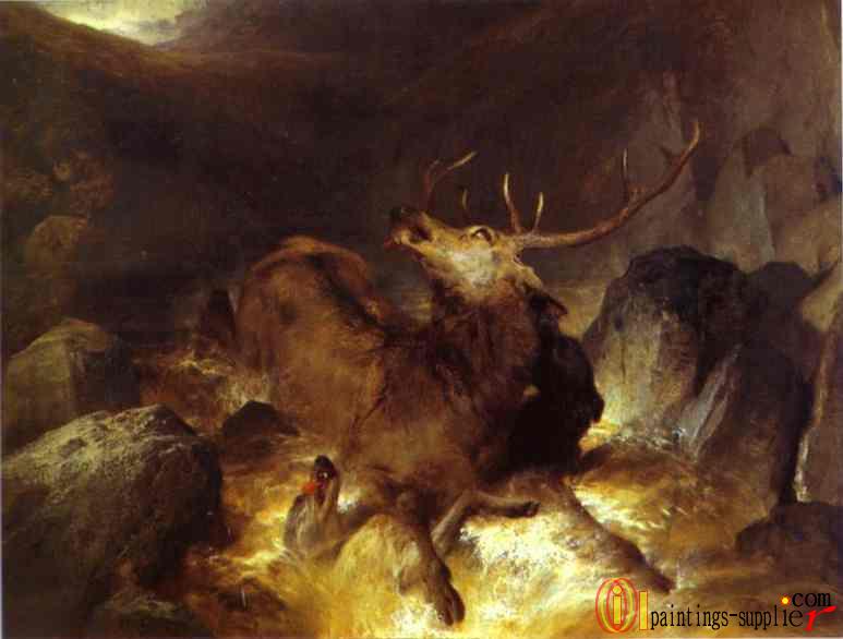 Deer and Deerhounds in a Mountain Torrent(1833)