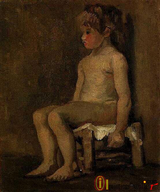 Nude Study of a Little Girl, Seated.