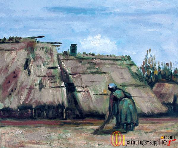 Peasant Woman Digging in Front of her Cottage