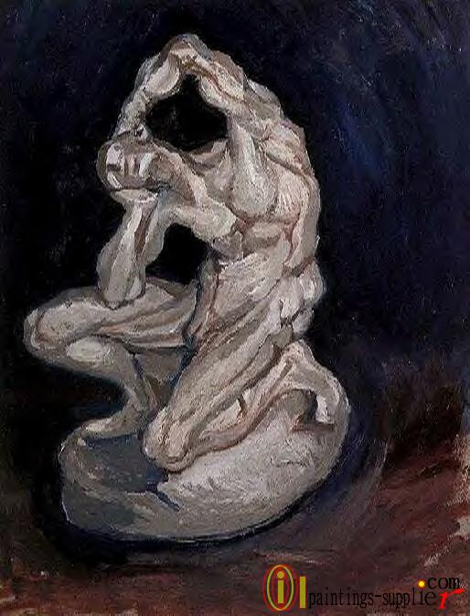 Plaster Statuette of a Kneeling Man