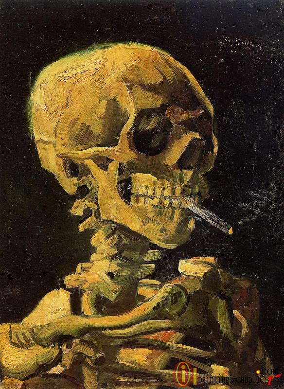 Skull Smoking a Cigarette.