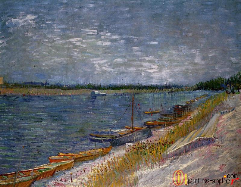 View of a River with Rowing Boats