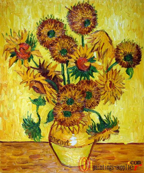 Vase with Fifteen Sunflowers