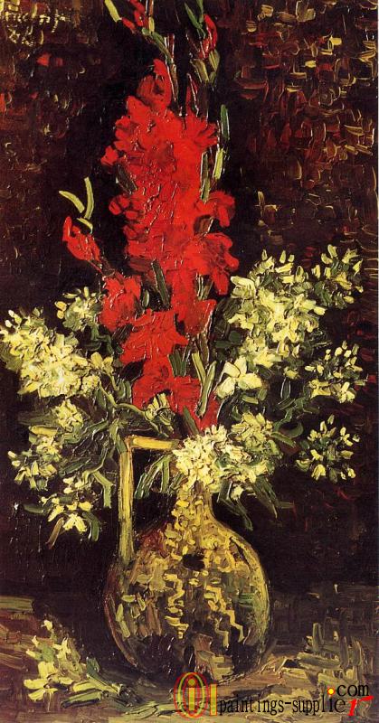 Vase with Gladioli and Carnations