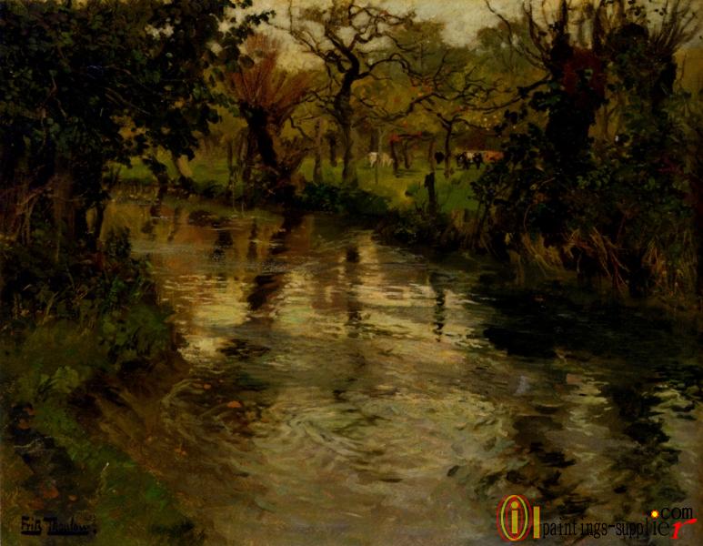 Woodland Scene With A River.