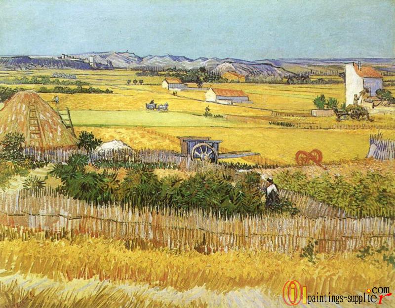 Harvest at La Crau, with Montmaiour in the Background.