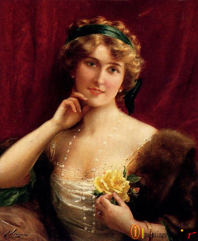 An Elegant Lady With A Yellow Rose.