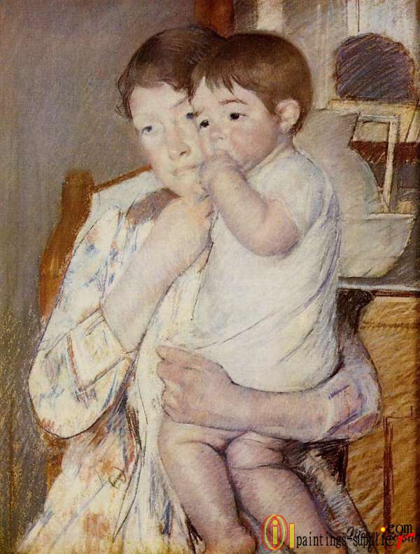 Baby in His Mother's Arms, Sucking His Finger,1889
