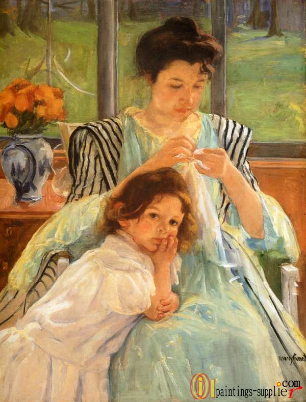 Young Mother Sewing,1900