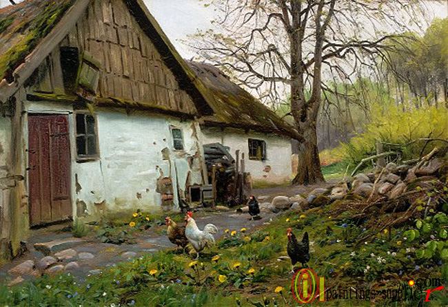 Bromolle Farm with Chickens,1924