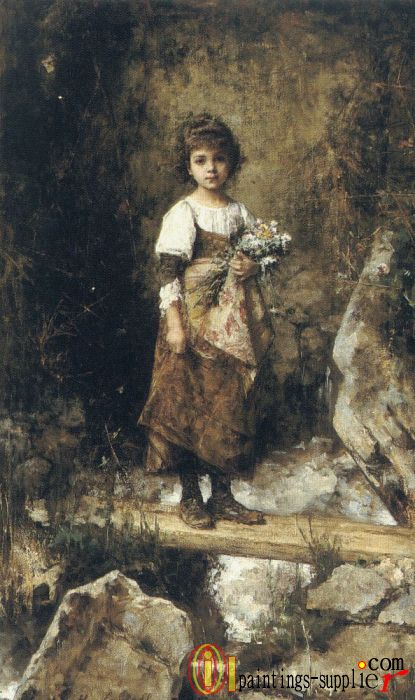 A Peasant Girl on a Footbridge
