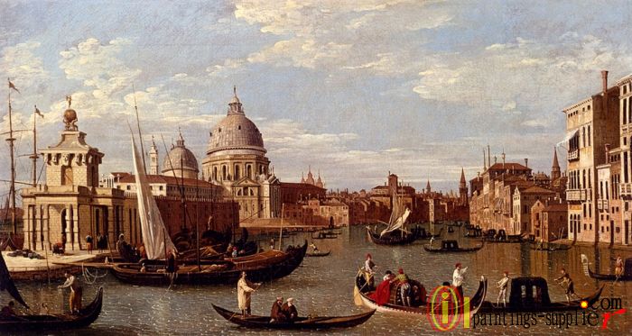 View Of The Grand Canal And Santa Maria Della Salute With Boats And Figures In The Foreground Venice