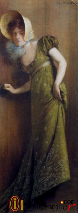 Elegant Woman In A Green Dress,1901