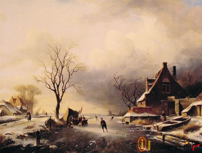 Winter Scene with Skaters
