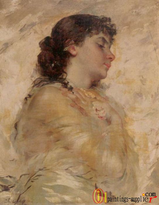 Portrait of a Young Woman in Profile