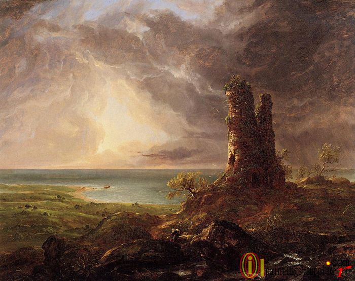 Romantic Landscape with Ruined Tower,1832-36